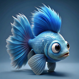 furry beta fish 3d pixar no background