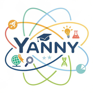 Creative logo design for an educational platform called 'Yanny'. Vibrant colors and geometric shapes