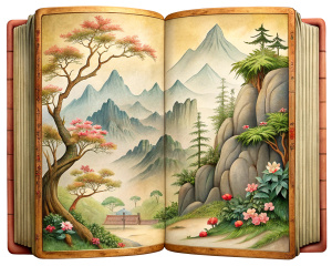 An open Chinese book without pictures