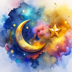 The word (Ramadan Kareem) is written in beautiful, golden letters