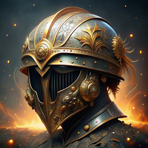war helmet maden by gold