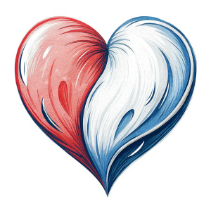 Style stickers. Create a heart shape with clean lines and smooth .Experiment with negative space to create an additional shape within the heart. and red.White background, No Background, vector, 8K.