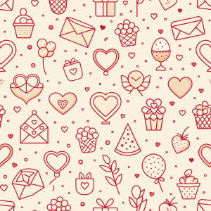 valentine day minimalist doodles for seamless pattern tile, light background