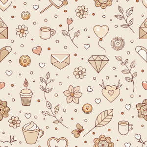 valentine day minimalist doodles for seamless pattern tile, light background