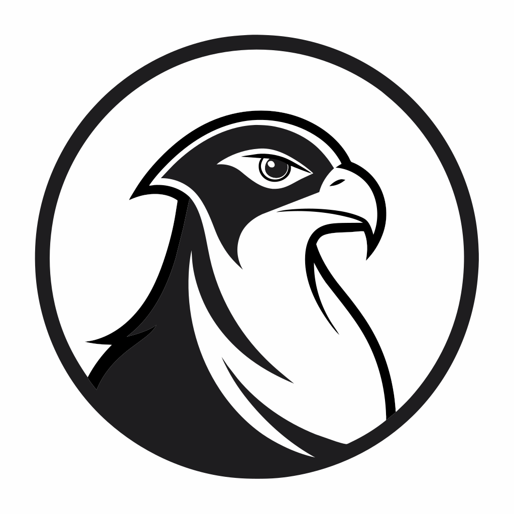 Draw a picture of a falcon icon in circle logo vector style