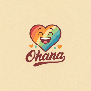 Ohana logo featuring a smiling face heart icon in vibrant colors. The word 'Ohana' beneath, inviting and cheerful design.