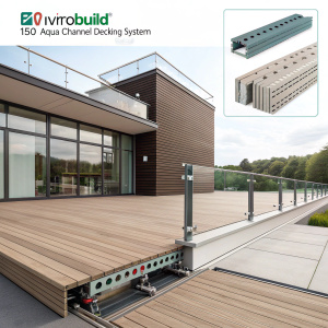 EnviroBuild's 150 Aqua-Channel brochure showcasing advanced decking system. Includes comprehensive specs, components, and structural details.