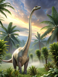 Brachiosaurus,real dinosaur，in tropical rainforest