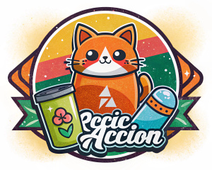 Un logo para RECI-ACCION que es una pagina web con juegos de reciclaje que sea lindo, ESCRIBE BIEN EL NOMBRE 