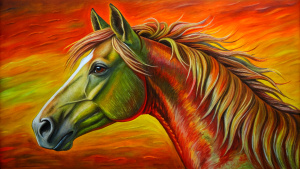 Very detailed horse portrait pop art