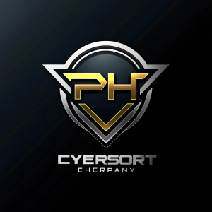 PH cybersport  logo black and white color minimal