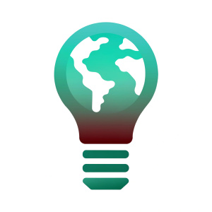 The picture of the earth is inside the light bulb. The light bulb is a bit like coming up with an idea.abstract style
