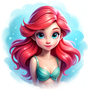 cute beauty ariel, transparent, white background