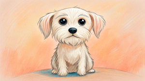 cute little sad dog pen sketch