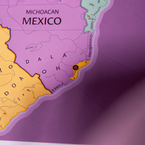 Detailed map focusing on the vibrant region of Michoacan, Mexico. Neighboring states and geographical landmarks clearly labeled.