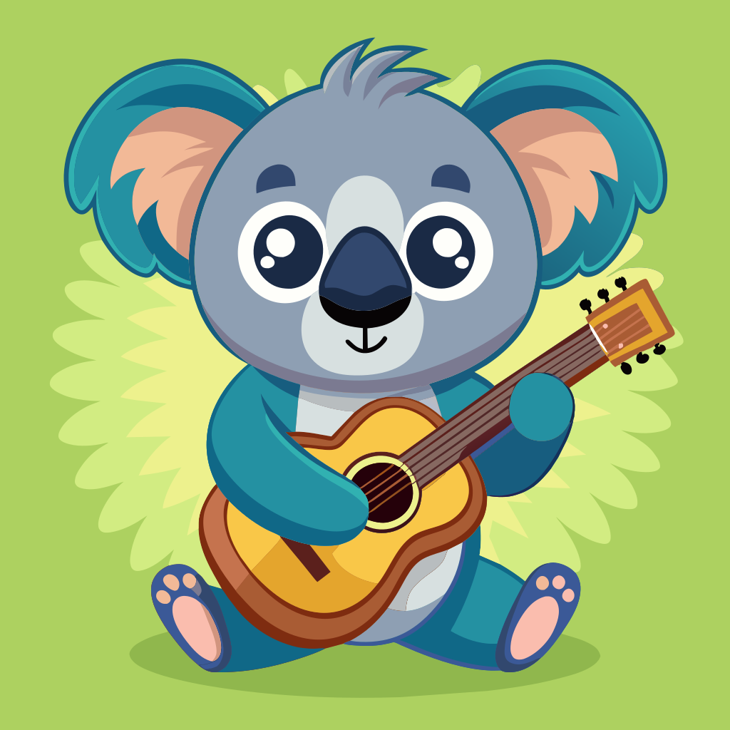 Cute Koala Playing Guitar Cartoon Vector