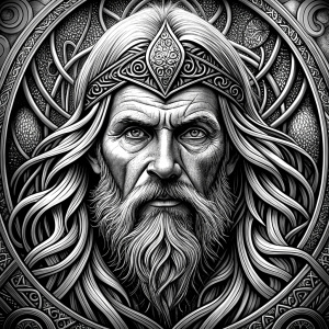 Celtic Paganism and Druidry tattoo design - perfect realistic art - high-definition - grey and black - white background 