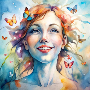 people smile a lot of butterflies flying