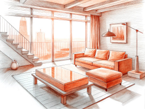 Modern style living room sketch