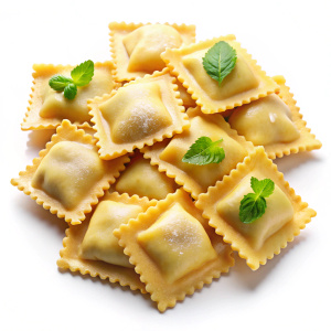 Ravioli on white background