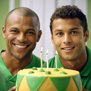 write on the cake: HAPPY BIRTHDAY NEYMAR AND RONALDO