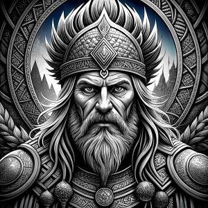 viking walhalla perfect realistic art, high-definition, high-definition grey and black, white background 