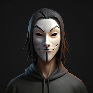 Design a man character an Anonymous mask, and try to make the image as realistic as possible.