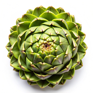 artichoke top view on white background