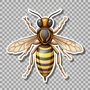 wasp, sticker on transparent, background, cartoon style