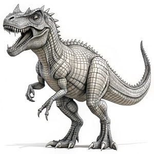 Crea la imagen de un dinosaurio carnotauro para colorear solo as los contornos negros que no tenga colores