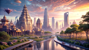 Future World: The English Cambodia.
With the development of alternative energy technologies, desalinization and harnessing fusion for energy. Much of the mass transit will be expanded under ground and roads will be converted to pathways for pedestrians, bicycles and small electric vehicles. No more 