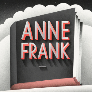 Anne Frank's poignant quote, rendered in a variety of fonts, against a crisp white canvas. Black and white graphic design.