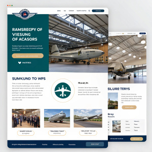 Prototype of Museum of Berkshire Aviation's homepage. Clean, modern layout with navigation menu, gallery section, school trip details, pricing info, and booking button.
