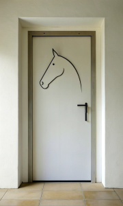 minimalist door with a horse pattern