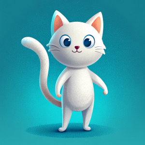 A simple white cat character standing on two feet