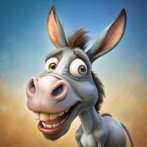 funny contorted cartoon donkey face
