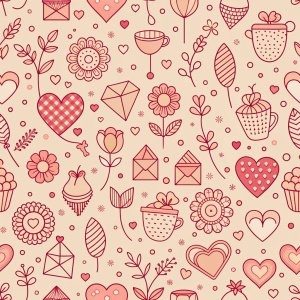 valentine day minimalist doodles for seamless pattern tile, light background