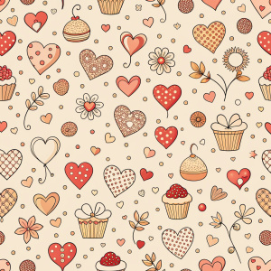 valentine day minimalist doodles for seamless pattern tile, light background