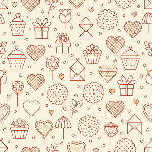 valentine day minimalist doodles for seamless pattern tile, light background