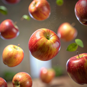 apples in air, motion blur, png