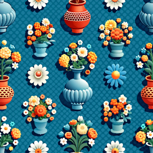 Flowers seamless pattern in the style of Dutch still lifes of the 17th century