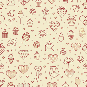 valentine day minimalist doodles for seamless pattern tile, light background