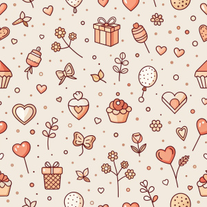 valentine day minimalist doodles for seamless pattern tile, light background