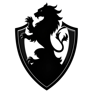 coat of arms, silhouette logo, clean simple lines, black and white