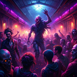 zombies underground rave techno party smoke dark