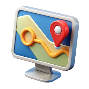 a map with the route on the computer