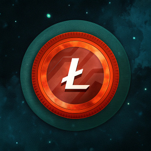 LTC Icon in Circle Border sits centrally on plain black background
