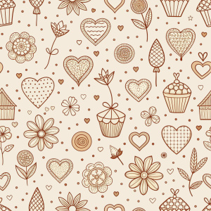 valentine day minimalist doodles for seamless pattern tile, light background