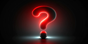 2 white question marks with 1 red question mark on black background