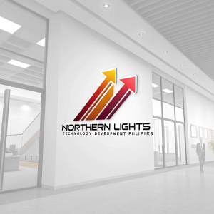 Northern Lights Technology Development Philippines unveils its sleek new logo. Bold, modern design with dynamic upward arrow symbolizing progress. Cool and warm hues complement each other, creating a visually striking and memorable brand identity.